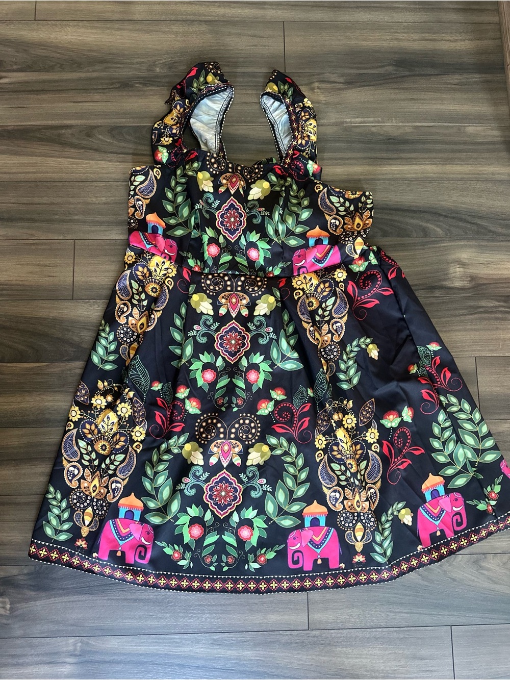 Farm Rio Inspired Floral & Elephant Pattern Sundress